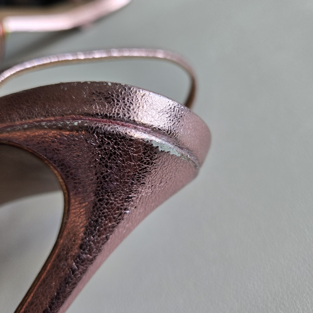 Veronica Beard Metallic Rainbow Leather Alessia Knot Sandals Size 37 Glam Party - Picture 8 of 9
